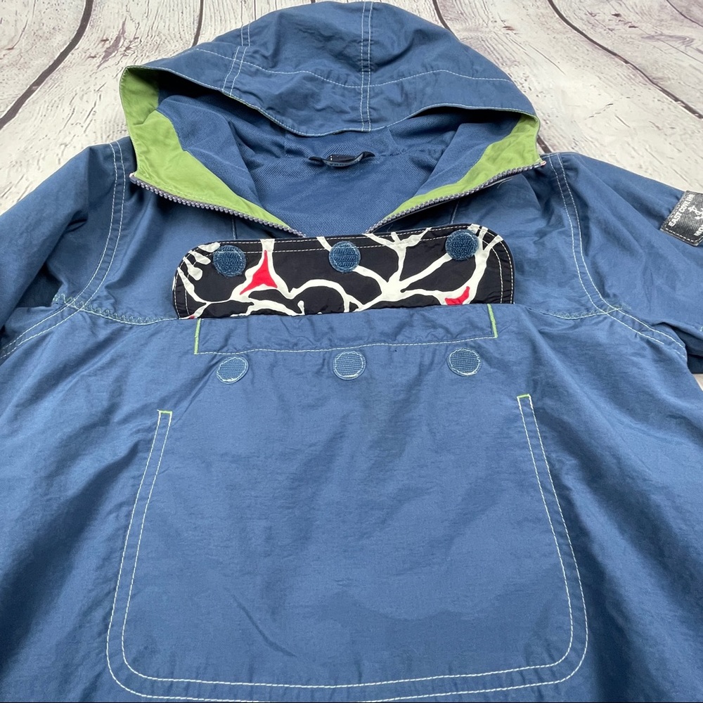 LANDS' END boys hooded zipper pullover windbreaker jacket pockets, sz L or 6X-7 - Picture 7 of 14